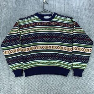 VTG Sweater Graphix Sweater Men's Large Fair Isle Geometric Pattern Knit Acrylic